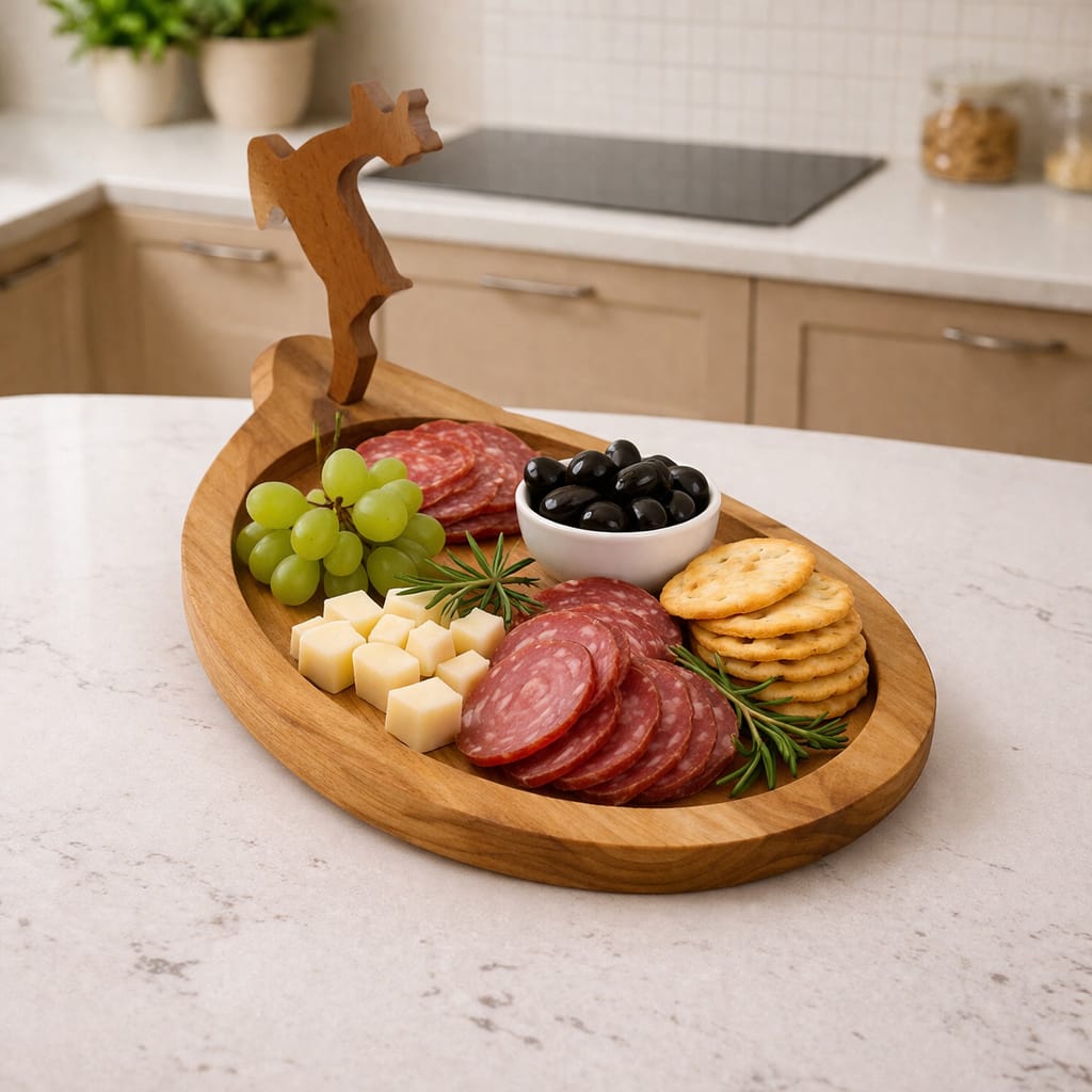 WOODEN PLATE DEER SHAPE