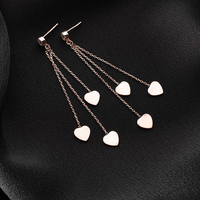 STERLING SILVER EARRINGS TRIPLE HEART - 1 PAIR