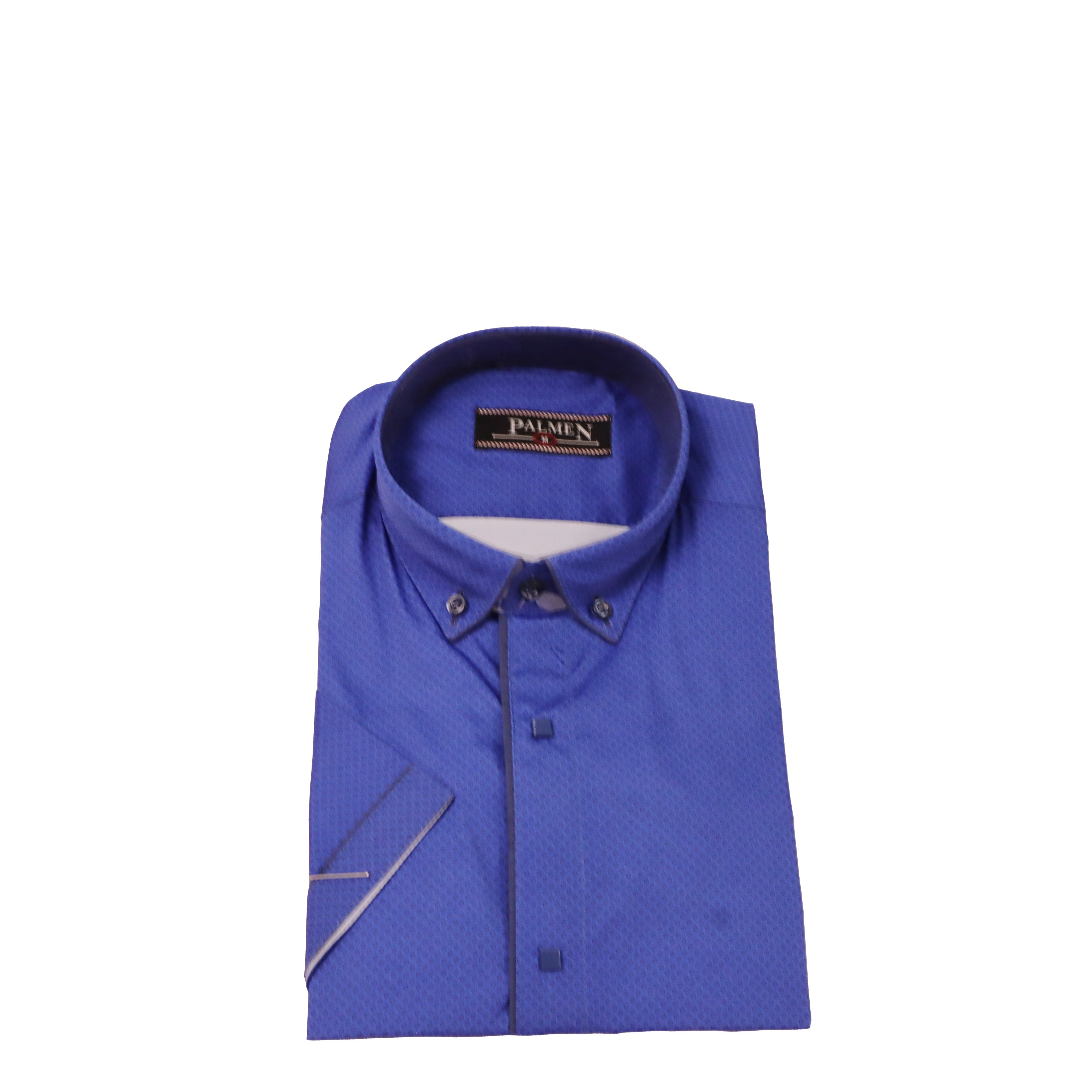 PALMEN BLUE AND MAROON SHIRT SHORT SLEEVE