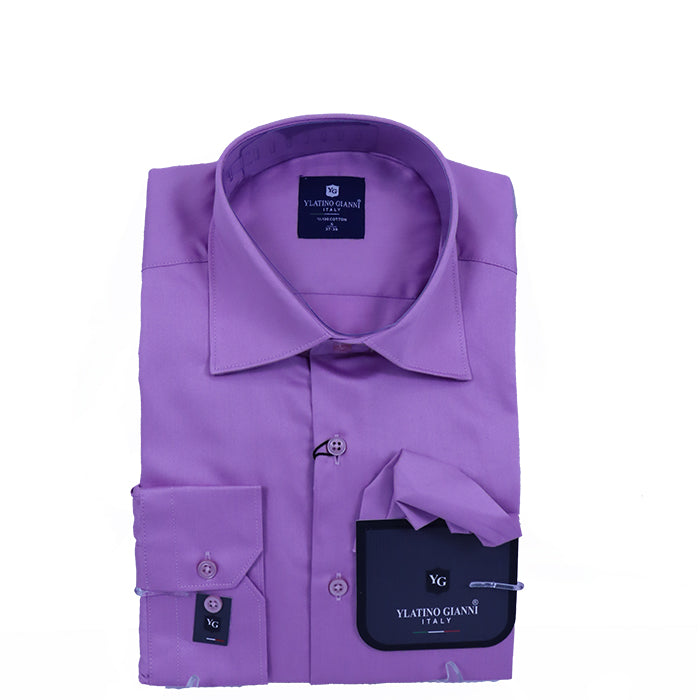 YGIANNI COTTON SATIN PURPLE SHIRT WITH P SQUARE