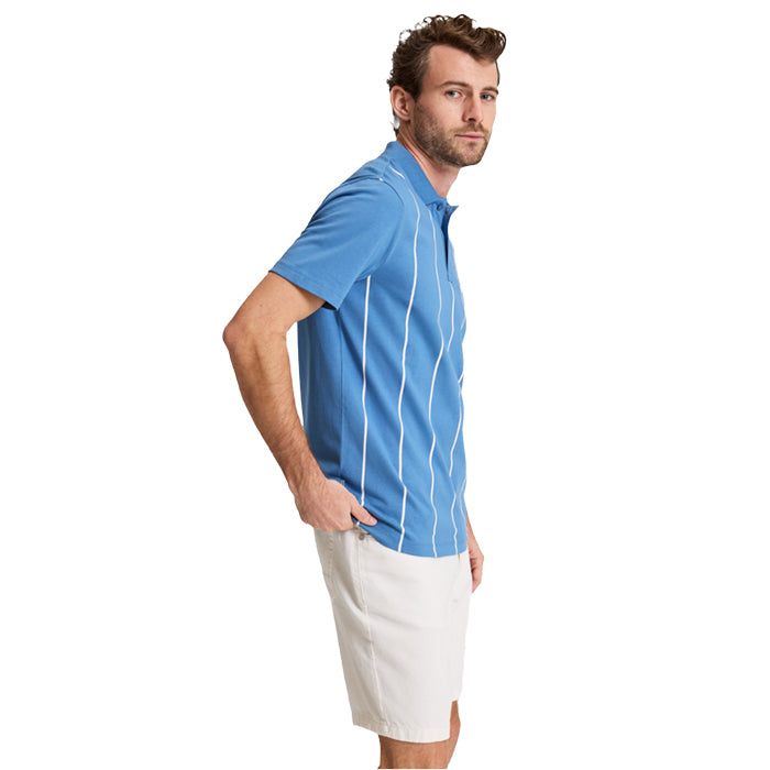 PIERRE CARDIN MINK POLO T SHIRT WITH WHITE STRIPES