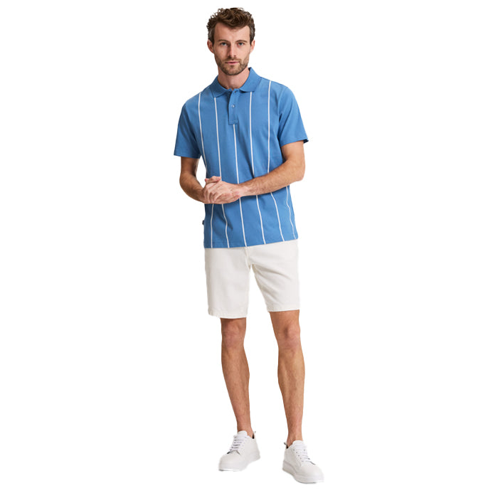 PIERRE CARDIN MINK POLO T SHIRT WITH WHITE STRIPES