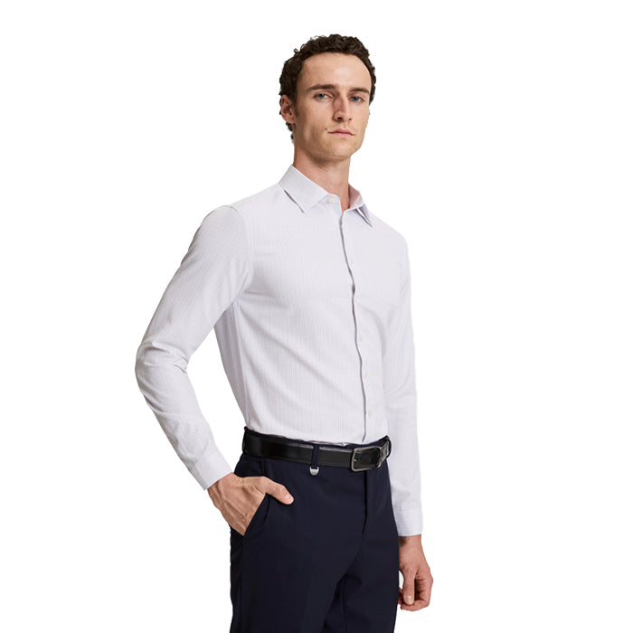 PIERRE CARDIN WHITE GREY CHECKED SHIRT