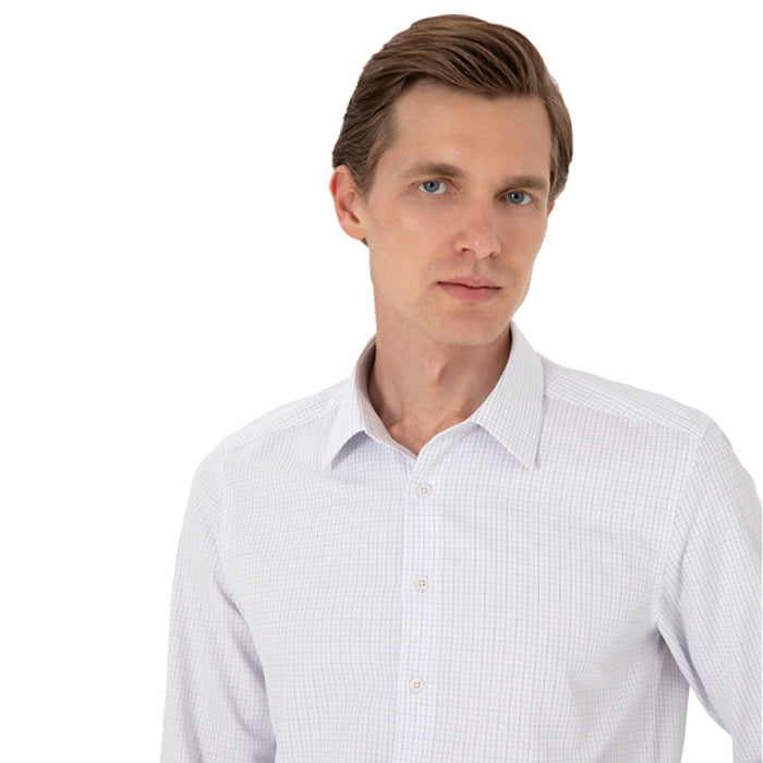 PIERRE CARDIN WHITE GREY CHECKED SHIRT