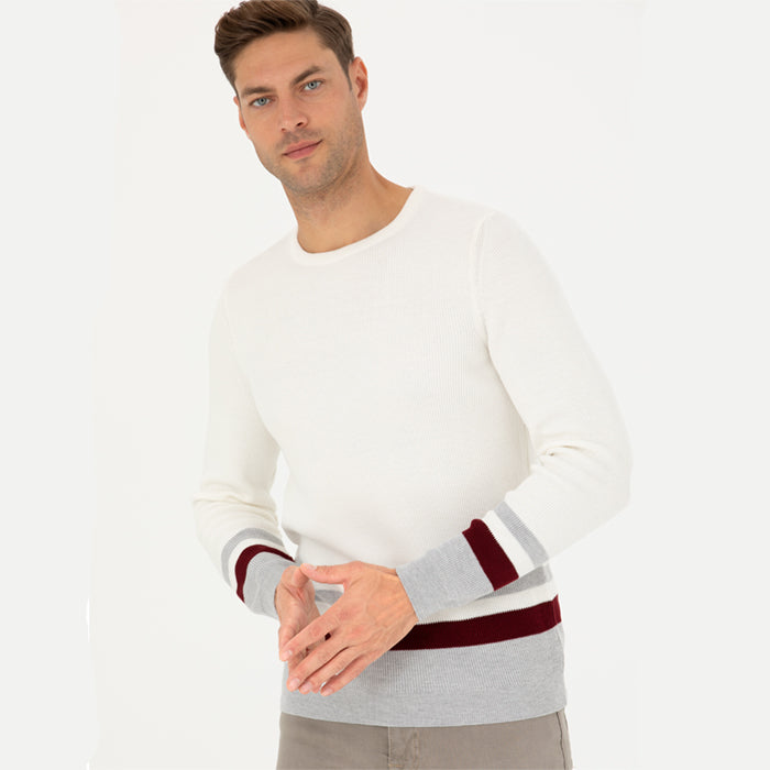 PIERRE CARDIN CREAM ROUND NECK SWEATER