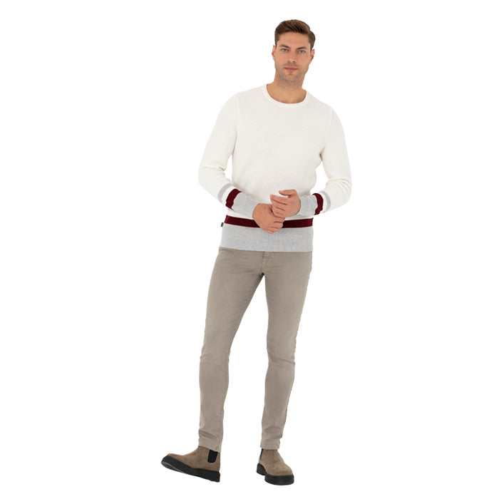 PIERRE CARDIN CREAM ROUND NECK SWEATER
