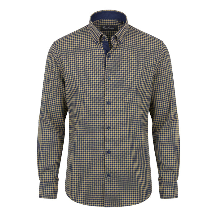 PALMEN CHECKED NAVY AND YELLOW SHIRT