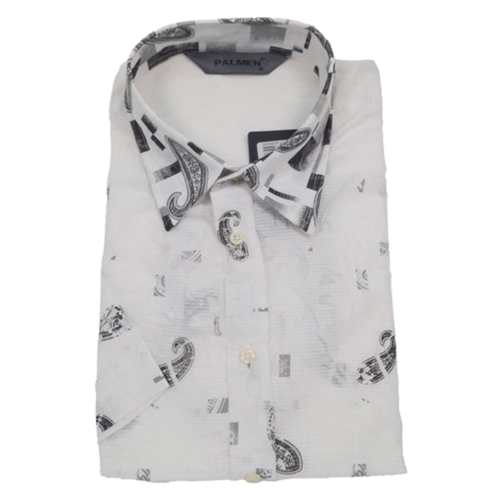 PALMEN WHITE FLORAL SHORT SLEEVE SHIRT