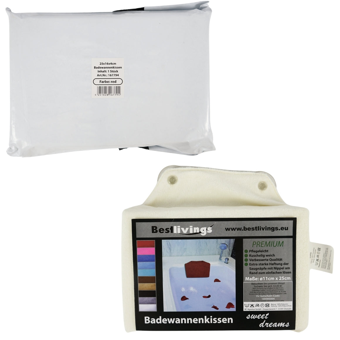 BATH PILLOW BROWN 25x16 CM