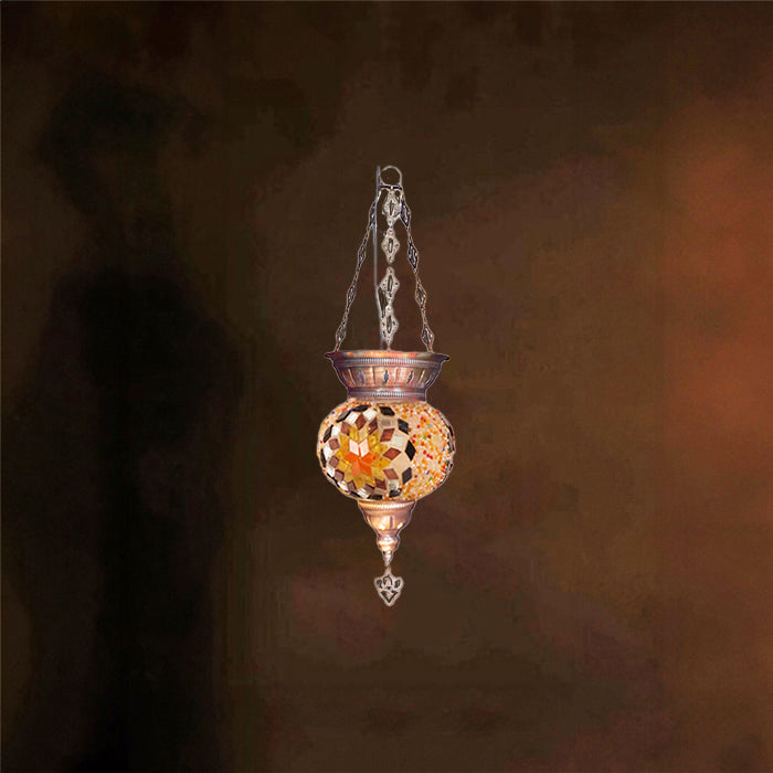 MOSAIC GLASS CHANDELIER ONE GLOBE
