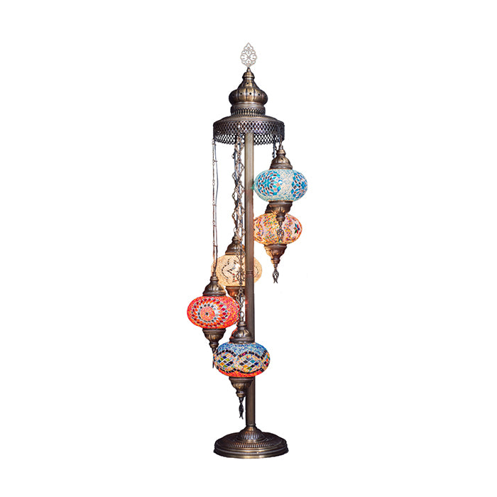 MOSAIC GLASS FLOOR LAMP FIVE GLOBES