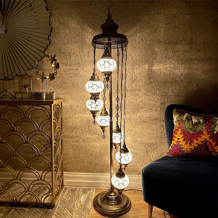 MOSAIC GLASS FLOOR LAMP SEVEN GLOBES