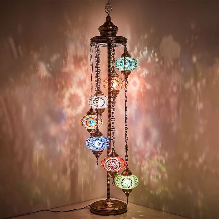 MOSAIC GLASS FLOOR LAMP SEVEN GLOBES