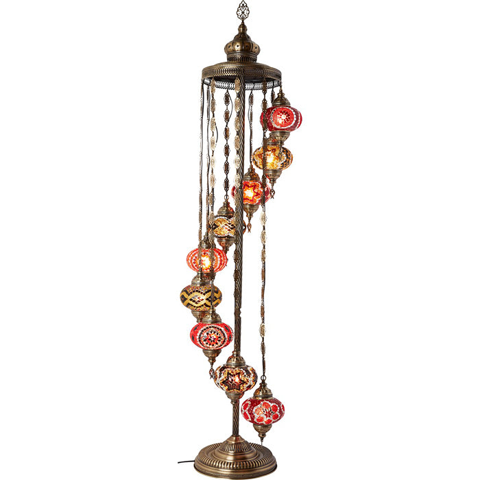 MOSAIC GLASS FLOOR LAMP NINE GLOBES