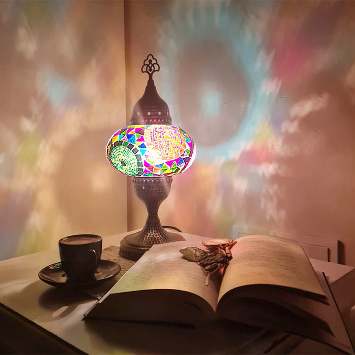 MOSAIC GLASS TABLE LAMP ONE GLOBE