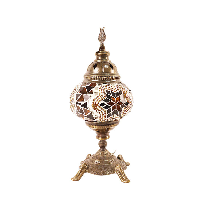 MOSAIC GLASS BATTERY TABLE LAMP ONE GLOBE