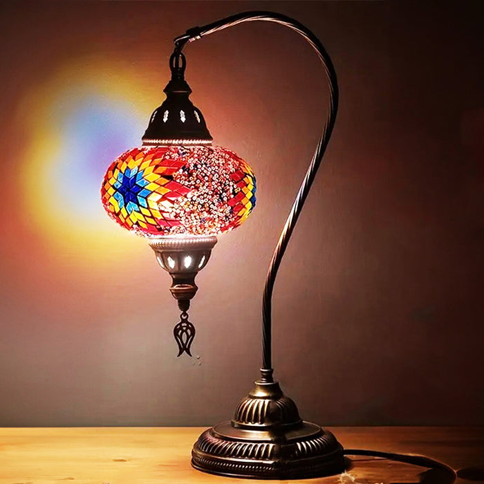 MOSAIC GLASS SWAN TABLE LAMP