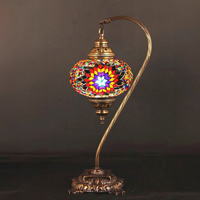 MOSAIC GLASS SWAN TABLE LAMP