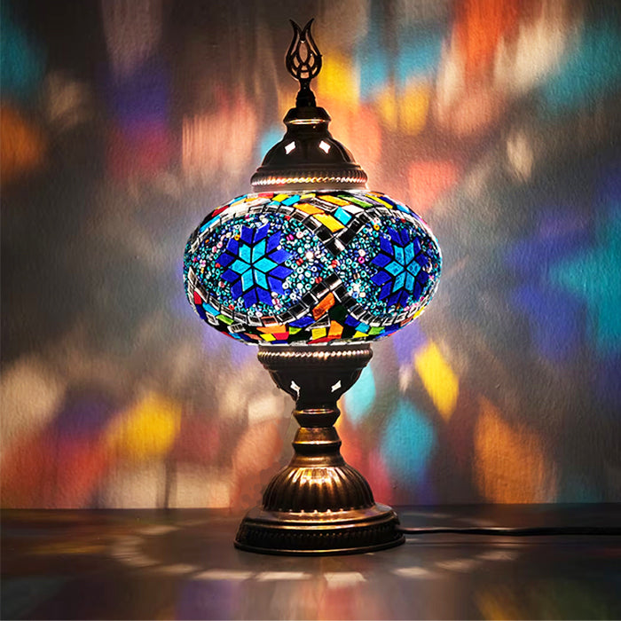 MOSAIC GLASS TABLE LAMP ONE GLOBE