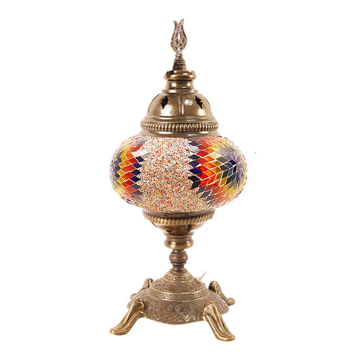 MOSAIC GLASS BATTERY TABLE LAMP ONE GLOBE