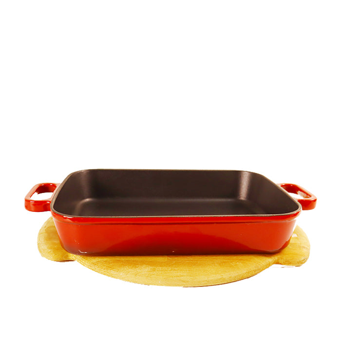 CAST IRON PAN 22X30 CM 2.65 LT CLARET RED SIL-2230T
