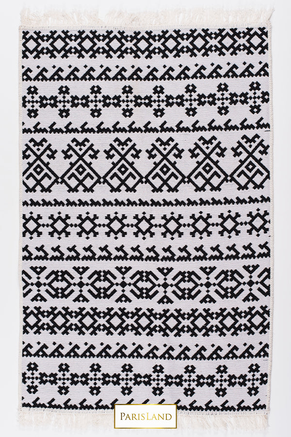 BLACK&WHITE DESIGN TRADITIONAL COTTON RUG