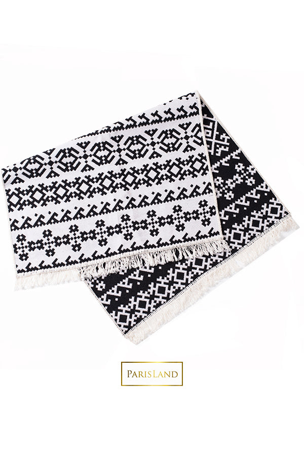 BLACK&WHITE DESIGN TRADITIONAL COTTON RUG