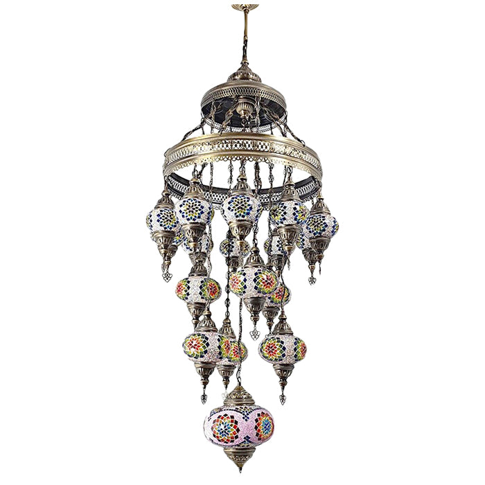 MOSAIC GLASS CHANDELIER SEVENTEEN GLOBES