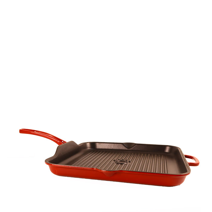 CAST IRON GRILL PAN 30x30 CM 1.5 LT CLARET RED SIL-3030KT