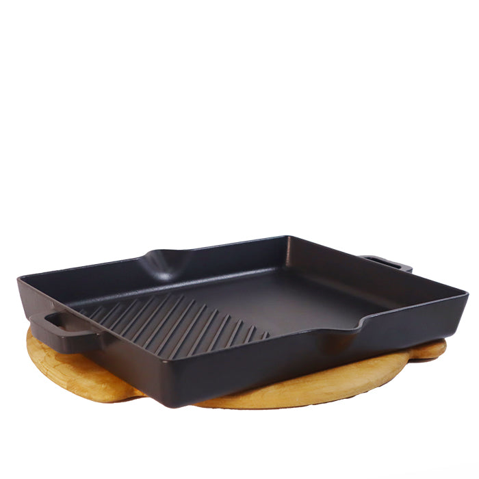 CAST IRON GRILL PAN 26x32 CM 2.6 LT BLACK SIL-2632YD