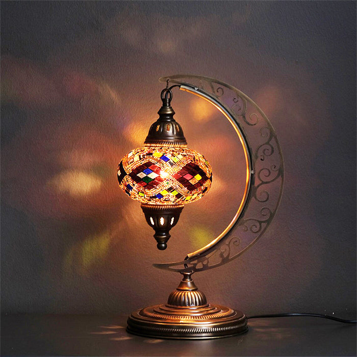 MOSAIC GLASS CRESCENT TABLE LAMP