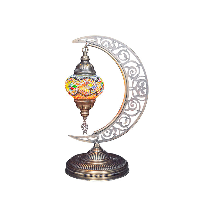 MOSAIC GLASS CRESCENT TABLE LAMP