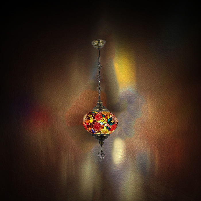 MOSAIC GLASS CHANDELIER ONE GLOBE