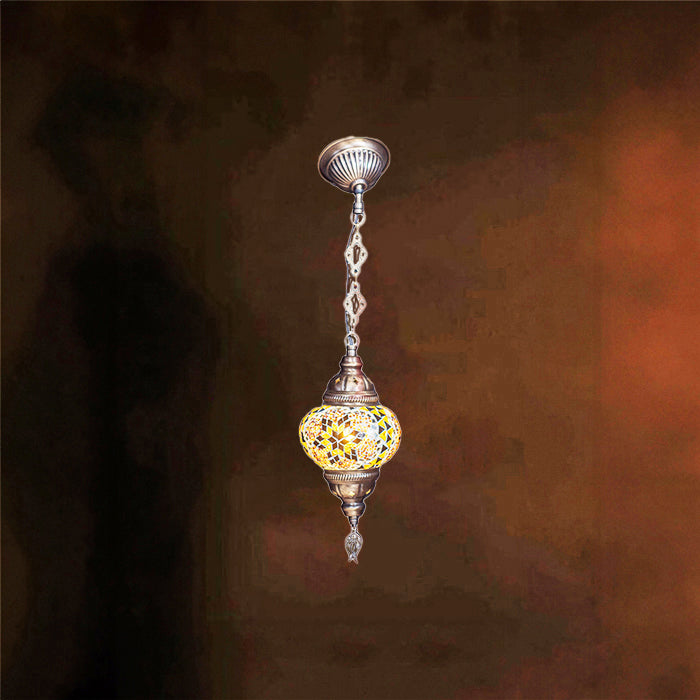 MOSAIC GLASS CHANDELIER ONE GLOBE