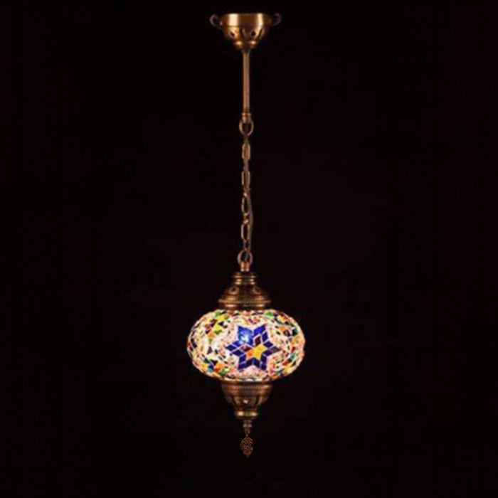 MOSAIC GLASS CHANDELIER ONE GLOBE