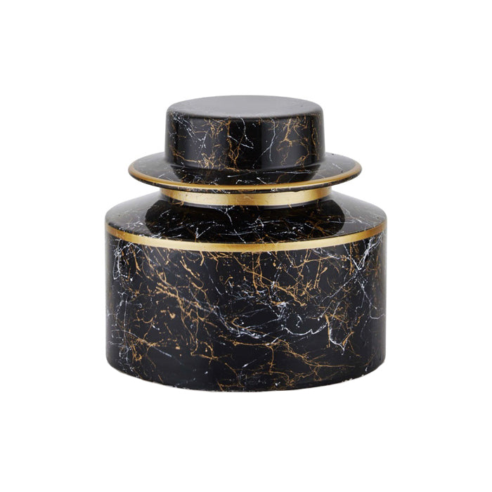 DECOR VASE BLACK CYLINDER CUBE 20 CM CEMILE