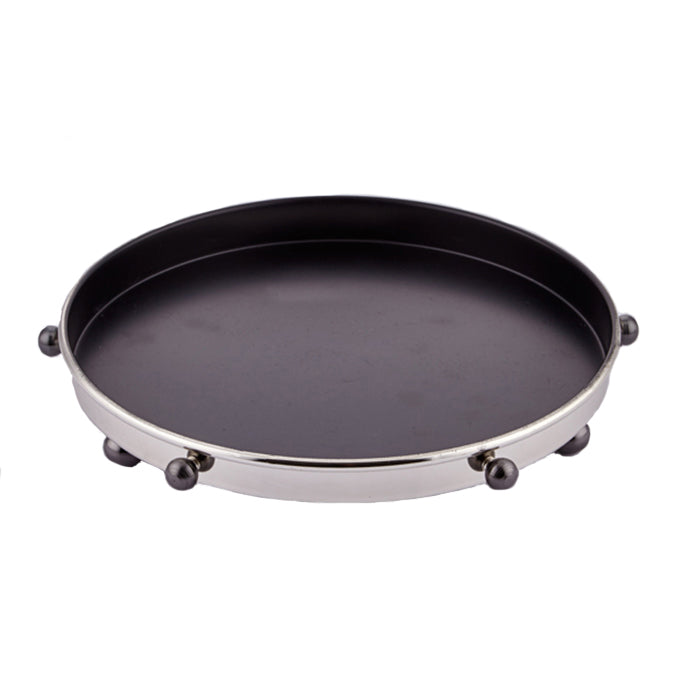 DECOR SILVER ROUND TRAY CEMILE