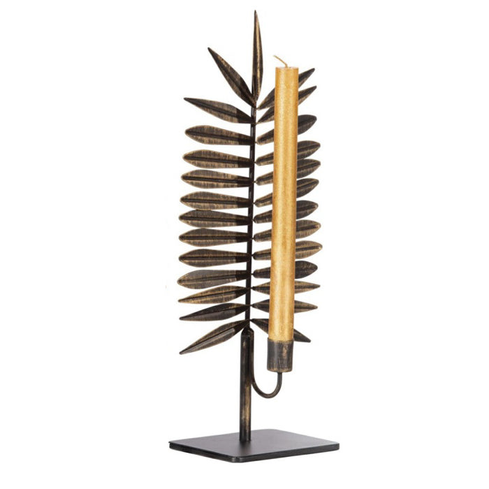 CANDLE HOLDER WOOD GOLD DECOR