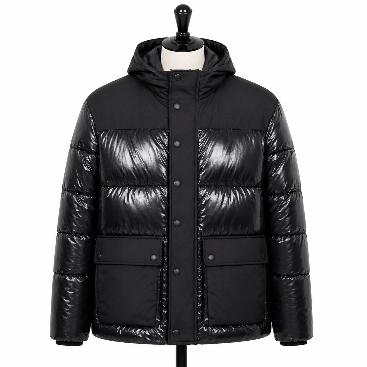 SHINY BLACK DUCK FEATHER JACKET