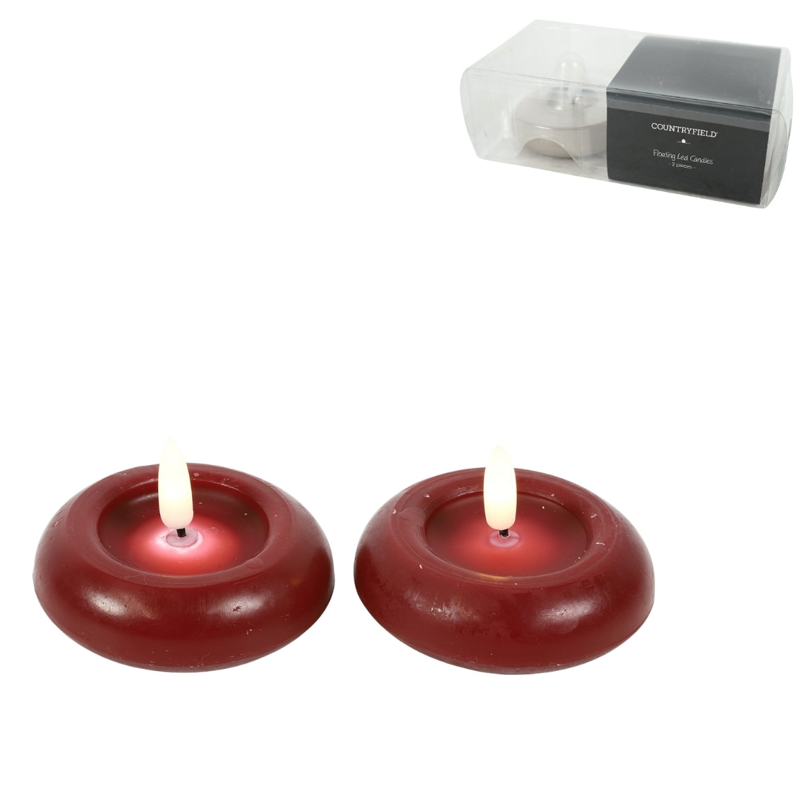 FLOATING RED LED CANDLE 2 PCS SET 8 CM