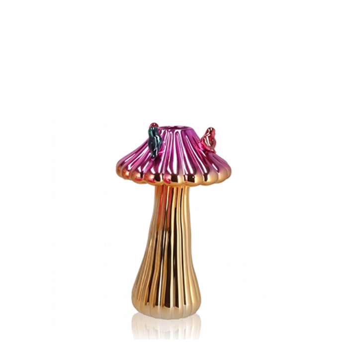 VASE NL BIRD MUSHROOM GOLDEN 25 CM