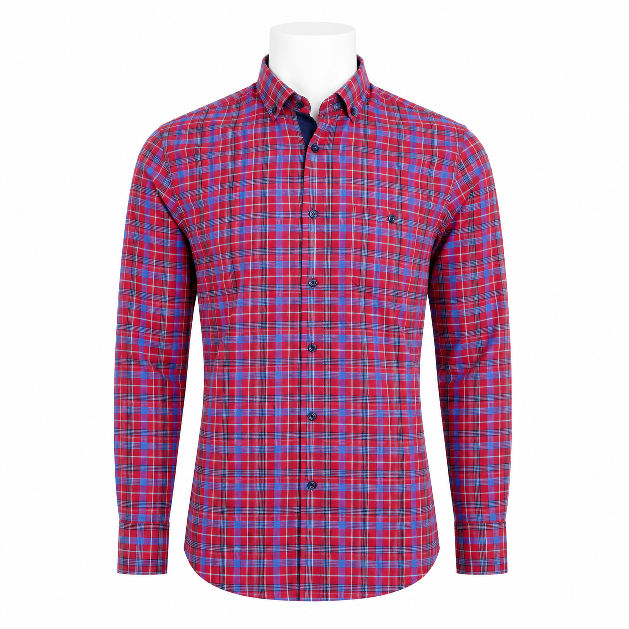 PALMEN CHECKED NAVY AND MAROON SHIRT