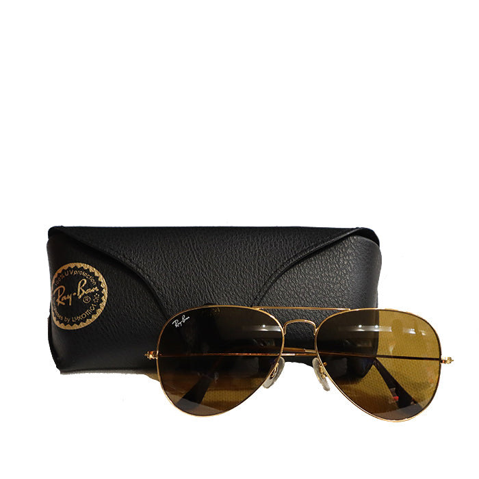 RAYBAN AVIATOR SUNGLASS GOLD/BROWN
