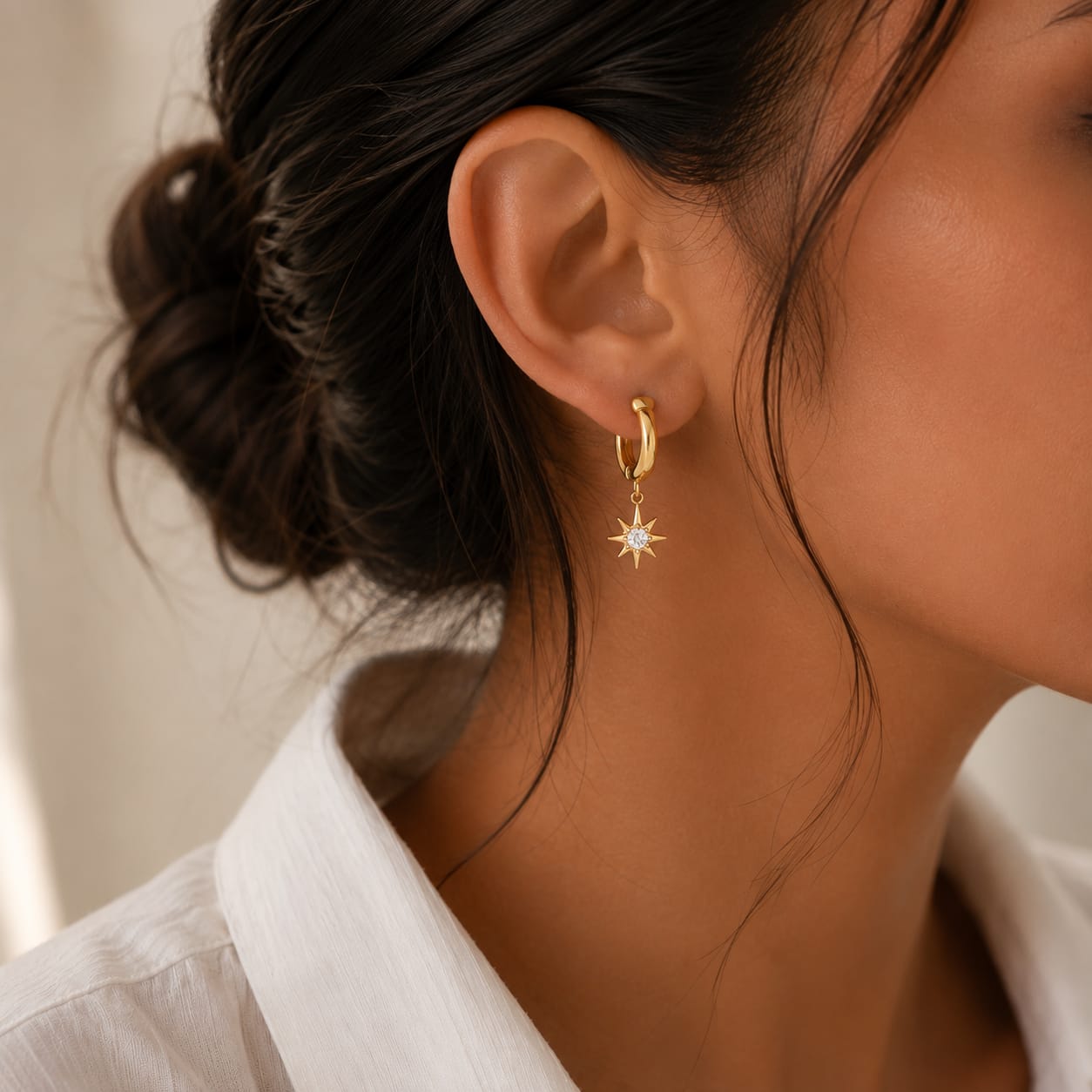 STERLING SILVER EARINGS GOLD DIAMOND