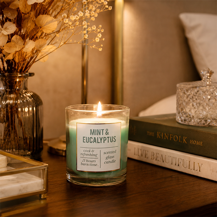 CANDLE SCENTED MINT AND EUCALYPTUS