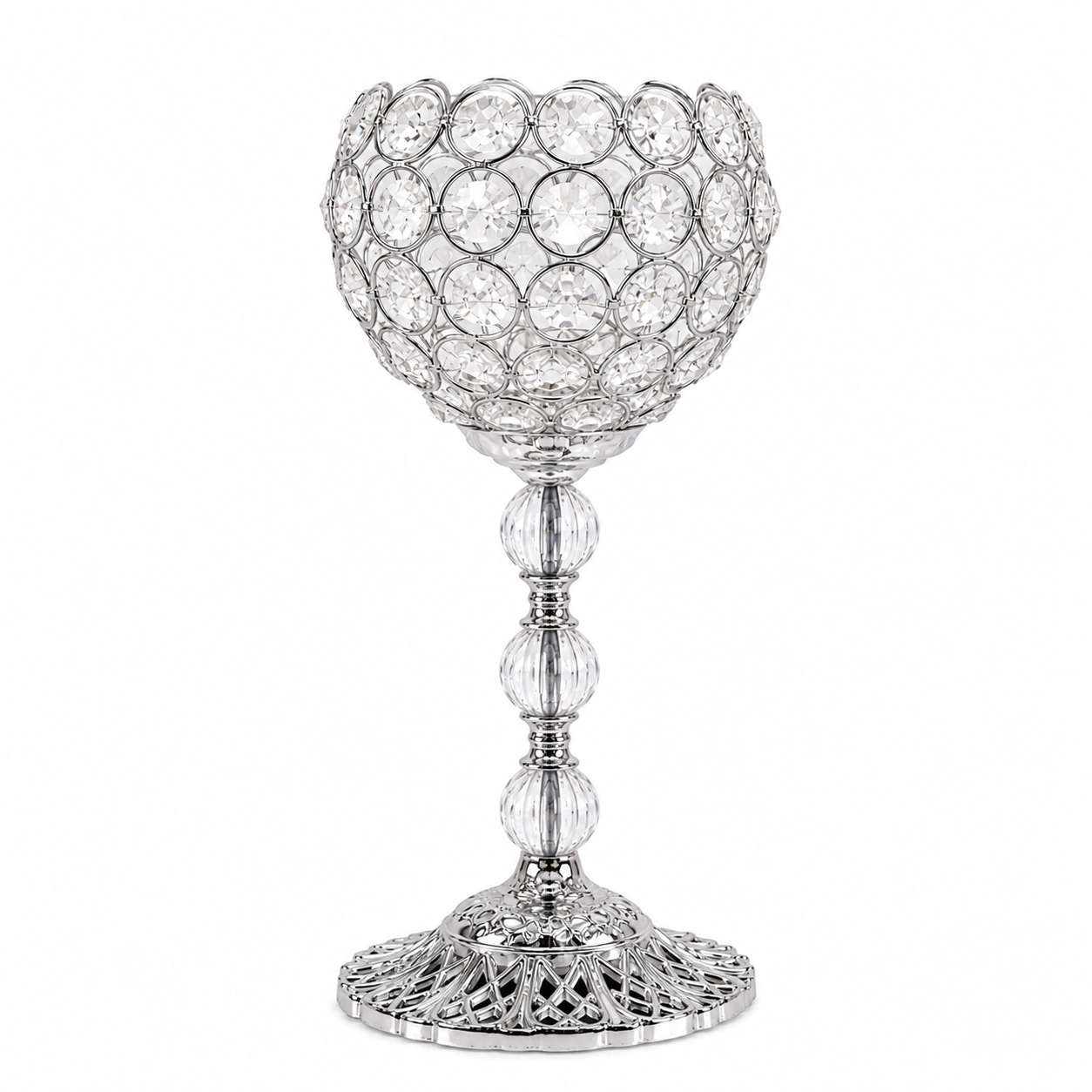 CANDLE HOLDER SINGLE 25 CM GOLD CYRSTAL