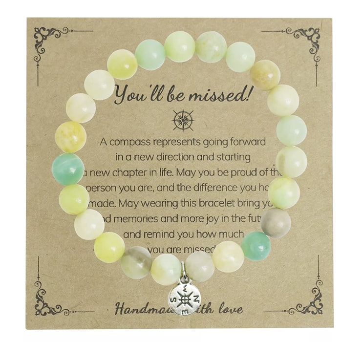 NATURAL STONE BRACELET  WITH COMPASS