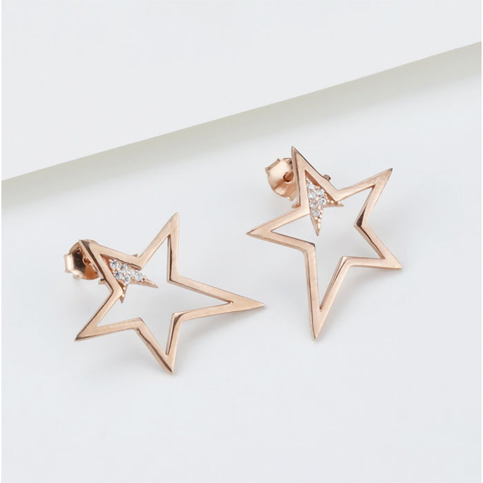 STERLING SILVER EARRINGS BIG STAR - 1 PAIR