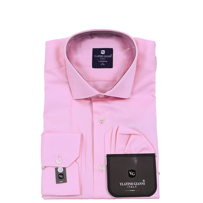 YGIANNI COTTON SATIN PINK SHIRT WITH P SQUARE