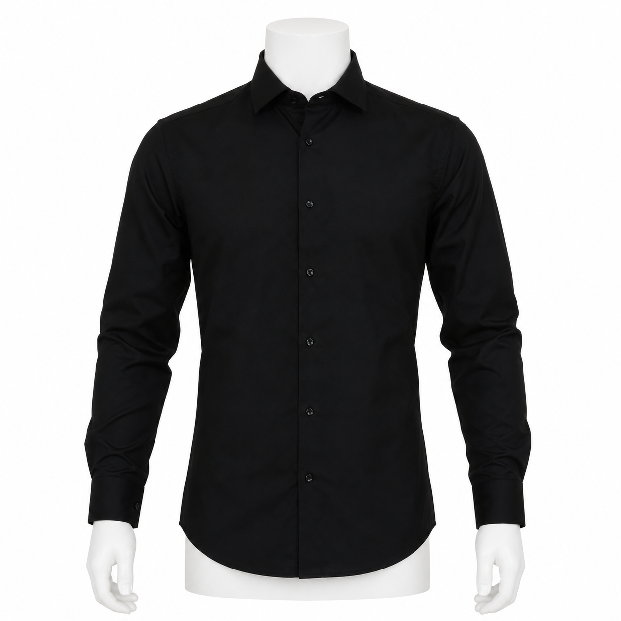 YGIANNI COTTON SATIN BLACK SHIRT WITH P SQUARE